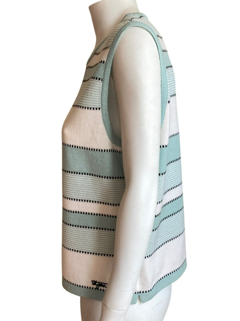 St John Sport Cardigan Knit Sweater Set Aqua Mint Celadon Green Sze Large Medium - Picture 12 of 15